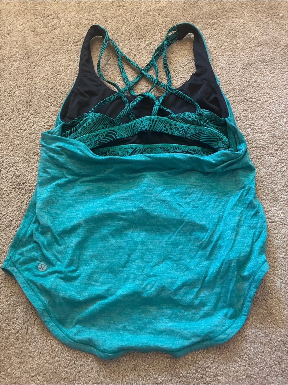 Lululemon Twist and Toil 2-in-1 Tank Top Teal Green Womens size 6